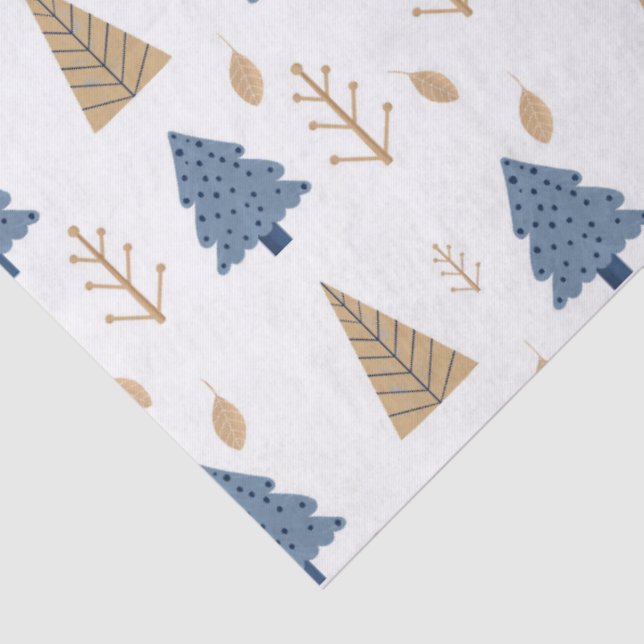 Papel De Seda Trees in Blue and Gold (Detalle)