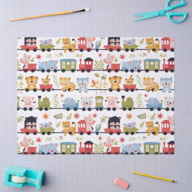 Papel De Seda Tren de animales bebé (Artesanía)