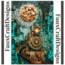 Papel De Seda Tren de fantasía decoupage Steampunk Mosaico falso