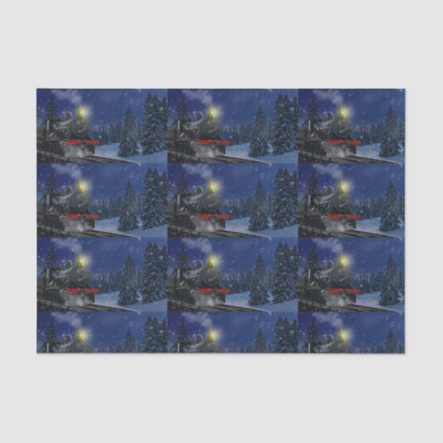 Papel De Seda Tren de Navidad en la nieve (Anverso)