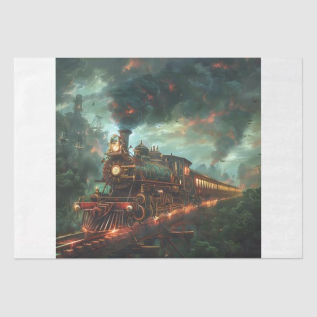 Papel De Seda Tren de Steampunk (Anverso)