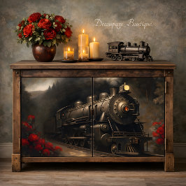 Papel De Seda Tren de Vapor Vintage Decoupage