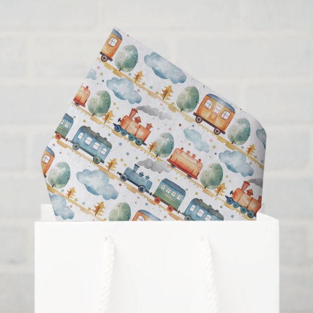 Papel De Seda Tren Decoupage (Bolsa de regalo)