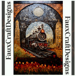 Papel De Seda Tren Loco Steampunk decoupage Mosaico Falso 039