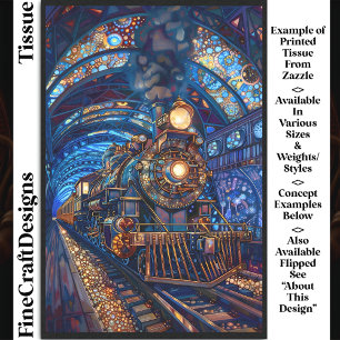 Papel De Seda Tren Mágico Steampunk de Decoupage Falso Mosaico 0