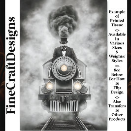 Papel De Seda Tren Monocromo Steampunk Divertido AA2 Decoupage