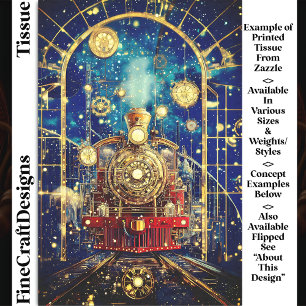 Papel De Seda Tren Rojo Steampunk, Loco, Mosaico DH4R Decoupage