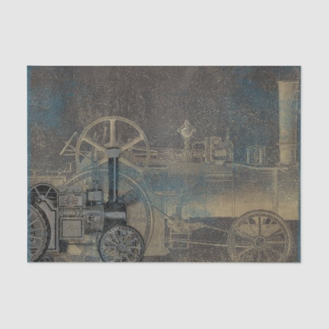 Papel De Seda Tren Steampunk (Anverso)