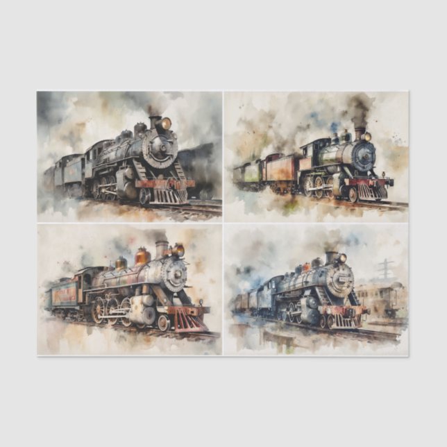Papel De Seda Trenes de vapor de época (Anverso)