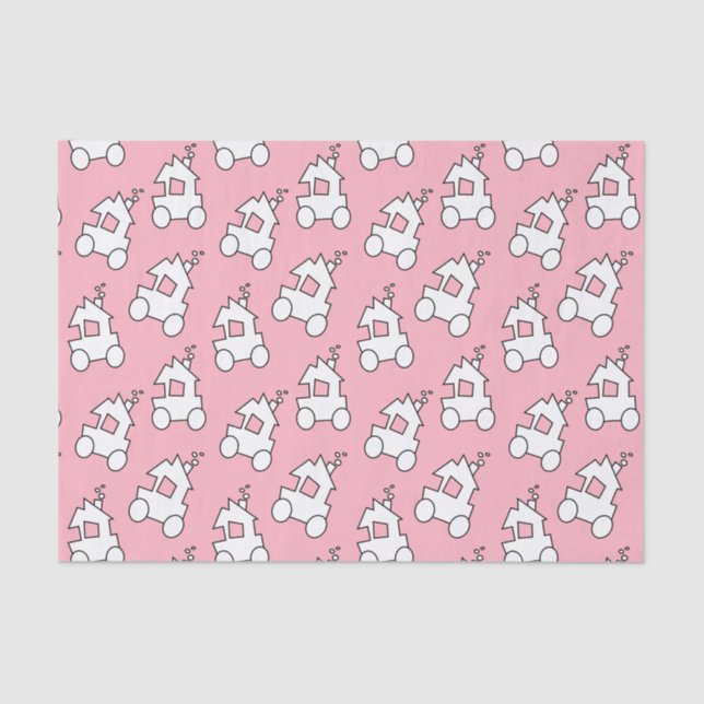 Papel De Seda Trenes en rosa coral (Anverso)