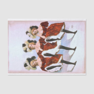 Papel De Seda Tres bailarinas con trajes y plumas rojos