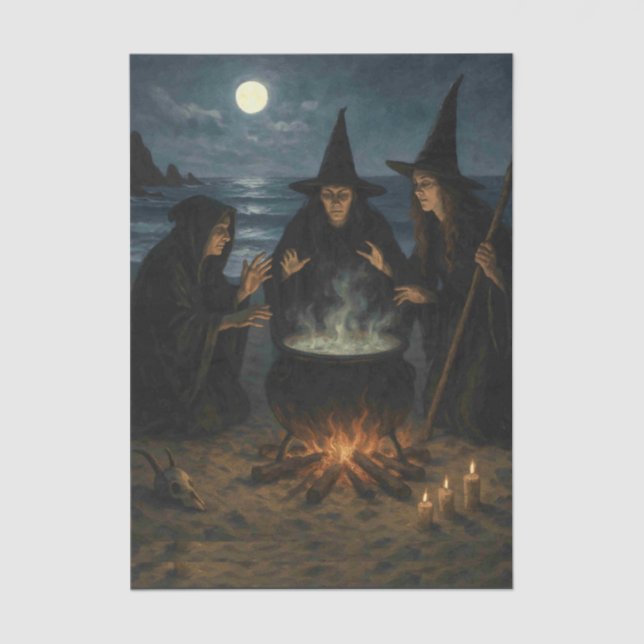 Papel De Seda Tres brujas producen Cauldron Full Moon Beach (Anverso)