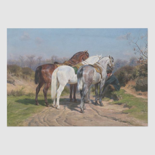 Papel De Seda Tres caballos de Stallion (por Rosa Bonheur) (Anverso)