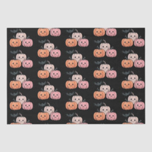 Papel De Seda Tres calabazas y un patrón de murciélago Halloween