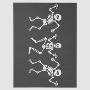 Papel De Seda Tres esqueletos bailarines Decografía en blanco y 