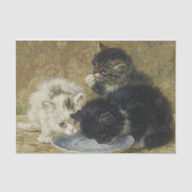 Papel De Seda Tres gatitos por Henriette Ronner-Knip (Anverso)
