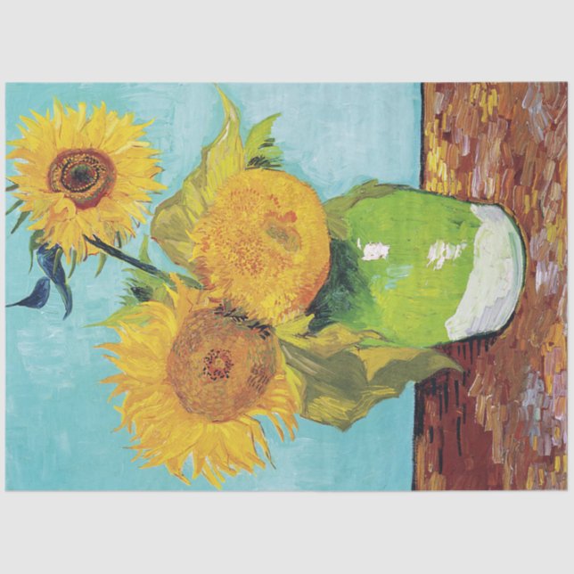 Papel De Seda Tres girasoles, Van Gogh (Anverso)