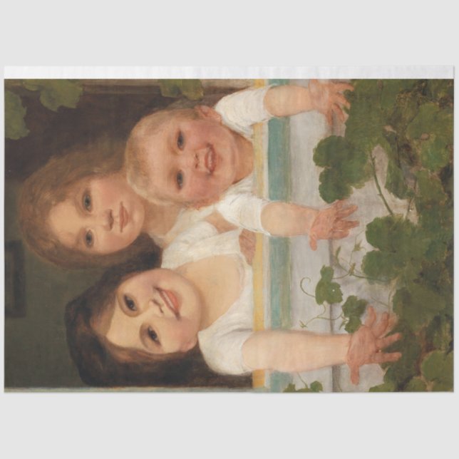 Papel De Seda Tres hijos en la ventana (Anverso)