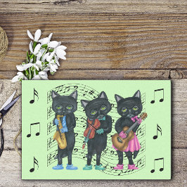 Papel De Seda Tres músicos negros gatos griegos música notas ver