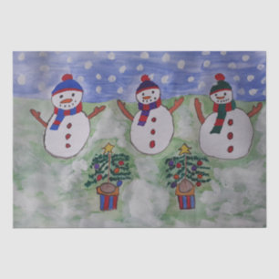 Papel De Seda Tres Navidades Snowmen