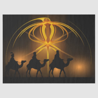 Papel De Seda Tres Reyes Magos bajo la estrella de Navidad