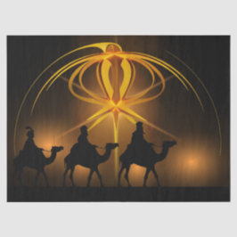 Papel De Seda Tres Reyes Magos Viajando Con Camellos Bajo La Est