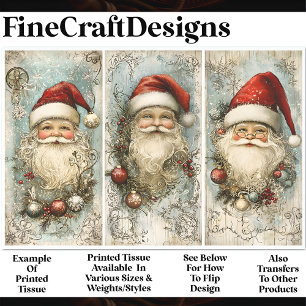 Papel De Seda Tres Vintage victoriana Jolly Santas AN9 Descarga