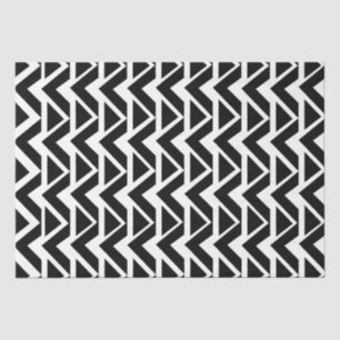 Papel De Seda Triángulo Chevron Raya Blanco y Negro