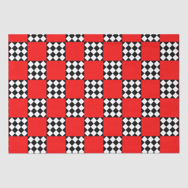 Papel De Seda Triángulo cuadrado geométrico rojo negro blanco (Anverso)
