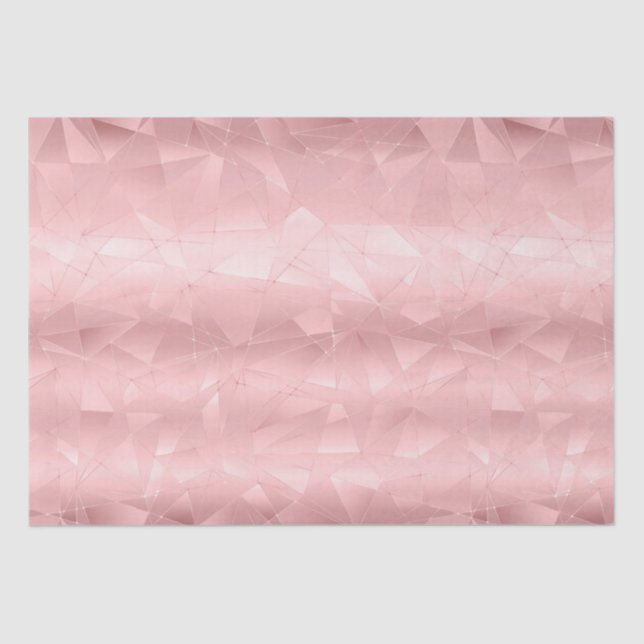 Papel De Seda Triángulo Geométrico Rosa Glam Bling Moderno Elega (Anverso)