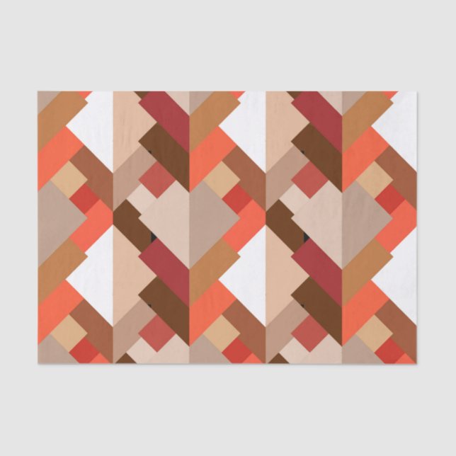 Papel De Seda Triángulos abstractos modernos, marrón, tapo y Nar (Anverso)