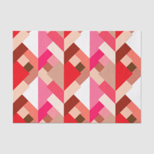 Papel De Seda Triángulos abstractos modernos, rojo coral y rosa