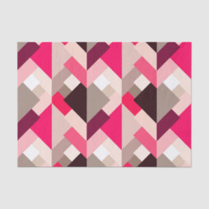 Papel De Seda Triángulos abstractos modernos, rosa y gris fucsia