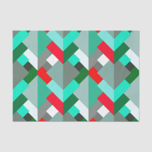 Papel De Seda Triángulos abstractos modernos, turquesa, rojo y g