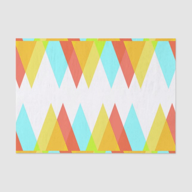 Papel De Seda Triángulos amarillos, rojos y azules cadetes (Anverso)