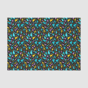 Papel De Seda Triángulos colores amarillo azul sobre fondo negro