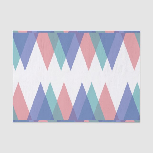Papel De Seda Triángulos de azul y coral (Anverso)