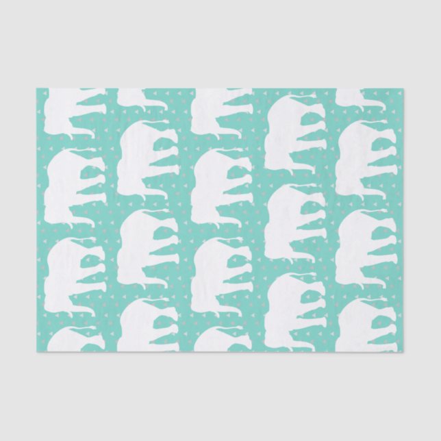 Papel De Seda Triángulos de moda Elefantes Geométricos y Blancos (Anverso)