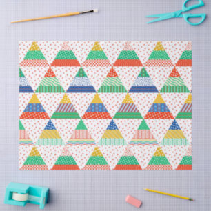 Papel De Seda Triángulos de Navidad de Patchwork Colorido Festiv