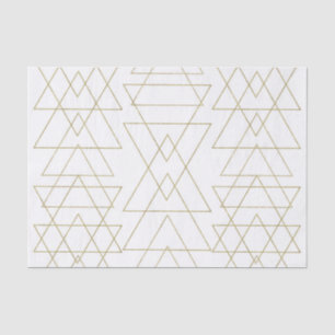 Papel De Seda Triángulos Dorados Chic Blanco Modernidad Glamour