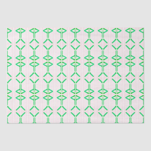 Papel De Seda triángulos verdes y diamantes (Anverso)