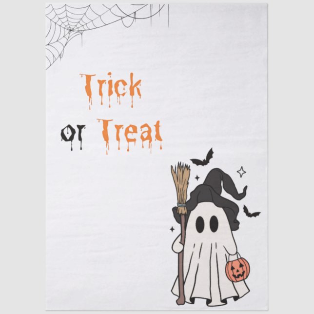 Papel De Seda Trick or Treat Ghost Tissue Paper (Anverso)