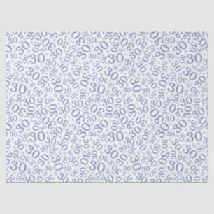 Papel De Seda trigésimo Modelo azul del número del collage del