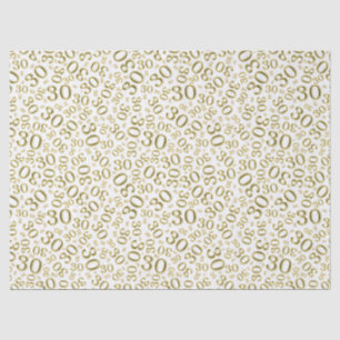 Papel De Seda trigésimo Oro del cumpleaños/modelo blanco del