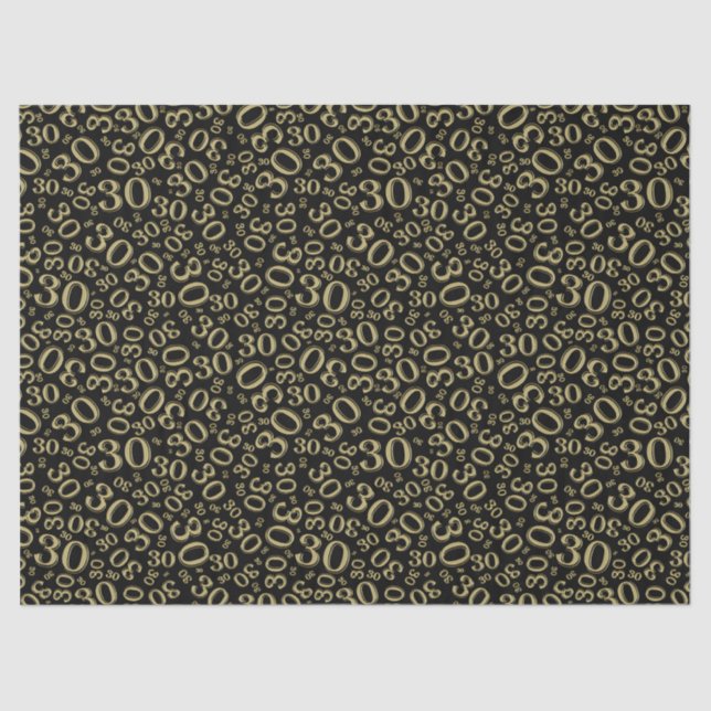 Papel De Seda trigésimo Oro del cumpleaños/modelo negro del (Anverso)