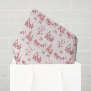 Papel De Seda Trineo de Caballo Toile de Navidad Rojo Vintage