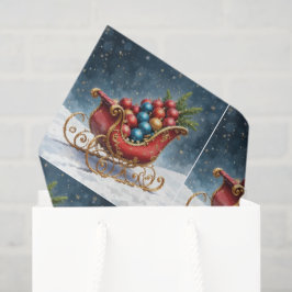 Papel De Seda Trineo de Navidad vintage acuarela