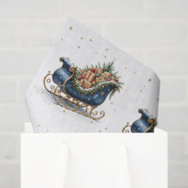 Papel De Seda Trineo de Navidad vintage acuarela