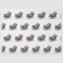 Papel De Seda Trineo de Navidad vintage acuarela