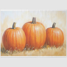 Papel De Seda Trío de Calabazas Decoupage con Acuarela
